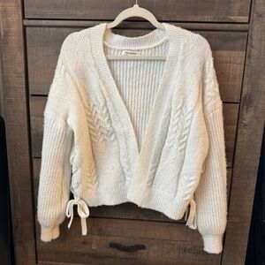 Cozy White Cable Knit Sweater, Cardigan FRANCESCAS